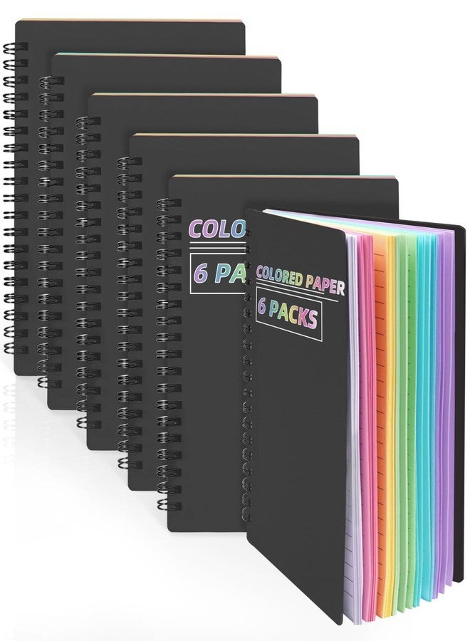 Dynta Colored Paper Spiral Notebook 6 Packs 5x7 Inches Small Journals College Ruled Durable Cover Thick Paper for School or Office, 102 Sheets/204 Pages for Students Women - Image 1