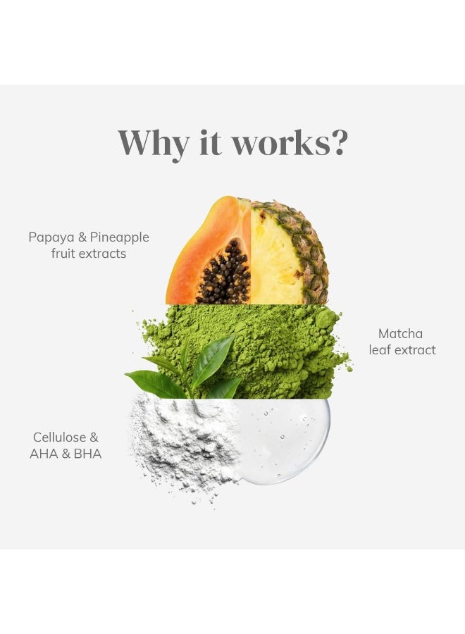 CLAYCO Matcha Enzyme Scrub with AHA & BHA | Gentle Exfoliating Green Tea Scrub for Dead Skin Removal, Blackheads & Pore Cleansing (45g) - Image 2