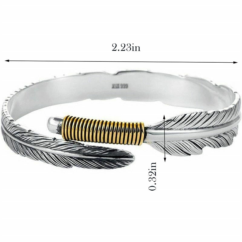 Beccalame Silver Feather Bracelet Lucky Hope Cuff Jewelry Simple Retro For Women Men (Style B) - Image 2