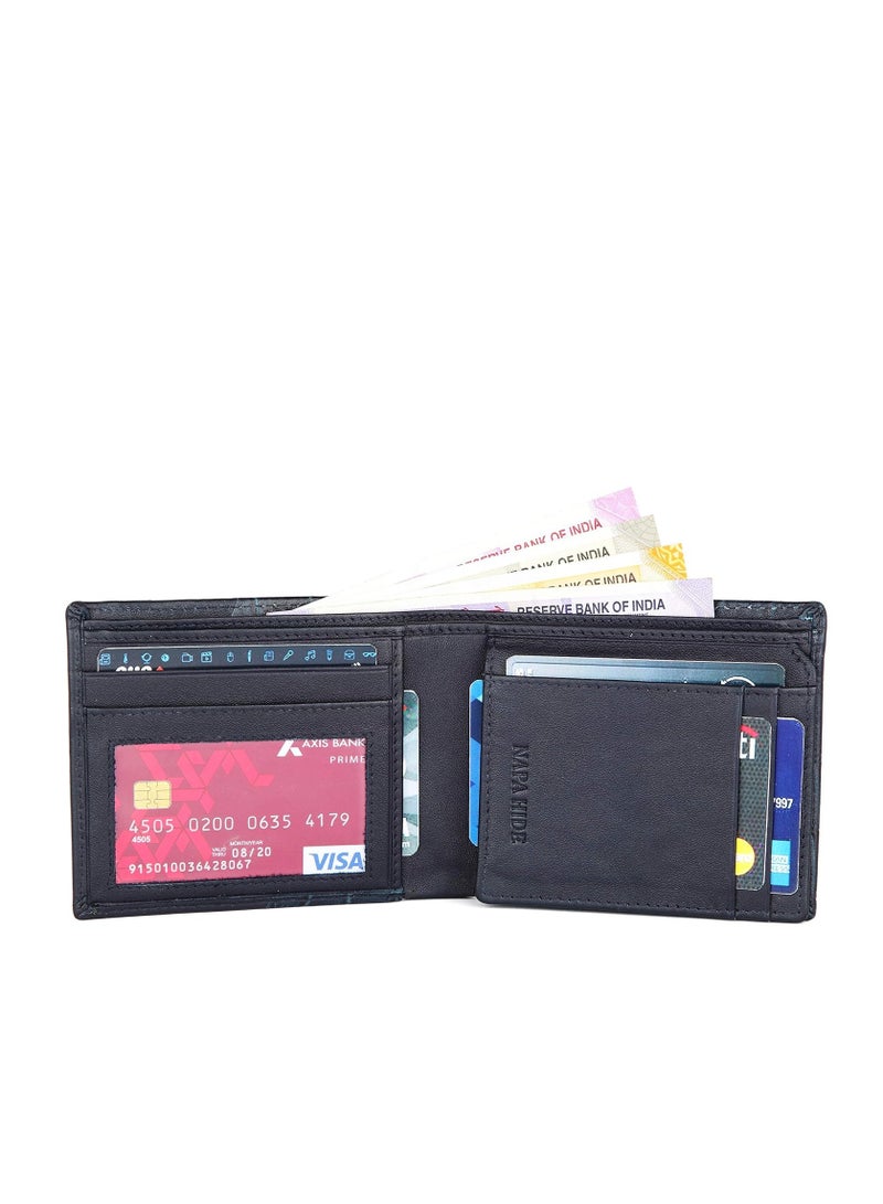 Napa Hide Blue Leather Wallet for Men I 4 Card Slots I 2 Currency Compartments I 1 ID Window I 3 Secret Compartments I External Card Slot I 1 Coin Pocket - Image 5