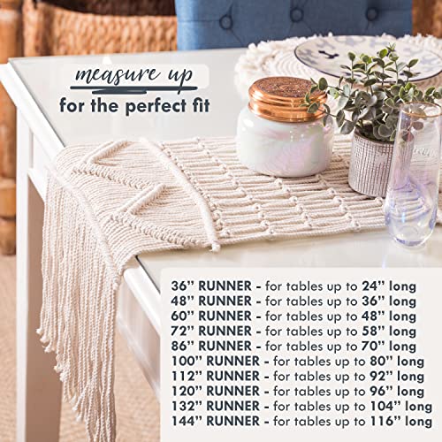 SnugLife Macrame Table Runner Long | Boho Table Runner | Wedding Table Decor | Vintage Farmhouse and Bohemian Dining Room Style (13" Wx100 L) - Image 2