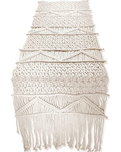 SnugLife Macrame Table Runner Long | Boho Table Runner | Wedding Table Decor | Vintage Farmhouse and Bohemian Dining Room Style (13" Wx100 L) - Image 1