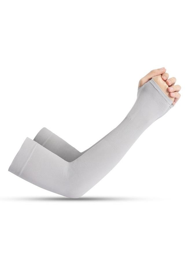 yongsheng 3-Pair UV Sun Protection Compression Arm Sleeves Black+White+Grey-Arm Sleeves Compression UV Protection Cooling Sun Sleeves Tattoo Cover Up Basketball Arm Sleeves Football  - Image 5