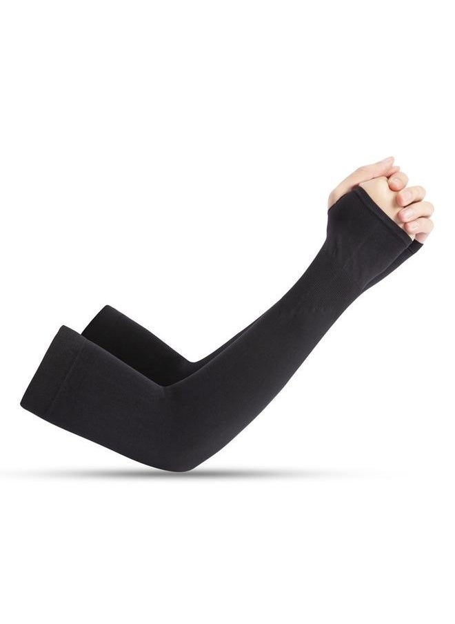 yongsheng 3-Pair UV Sun Protection Compression Arm Sleeves Black+White+Grey-Arm Sleeves Compression UV Protection Cooling Sun Sleeves Tattoo Cover Up Basketball Arm Sleeves Football  - Image 3