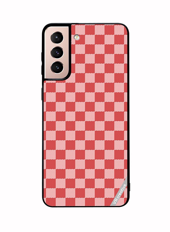 VR CREATIVE Protective Case Cover For Samsung Galaxy S21 5G Red Checkerboard Abstract Textured Checkers Design Multicolour - Image 1