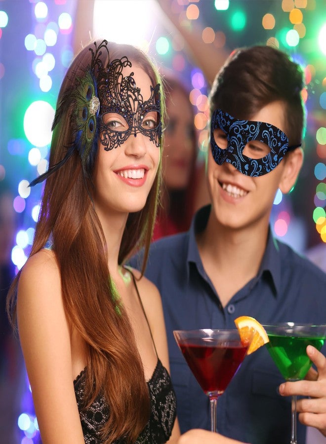 Buildcon 2 Pcs Masquerade Mask for Women, Masquerade Ball Masks for Couples, Vintage Style Party Mask Set for Themed Events, 23x8.3 cm - Image 2