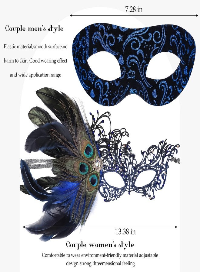 Buildcon 2 Pcs Masquerade Mask for Women, Masquerade Ball Masks for Couples, Vintage Style Party Mask Set for Themed Events, 23x8.3 cm - Image 5