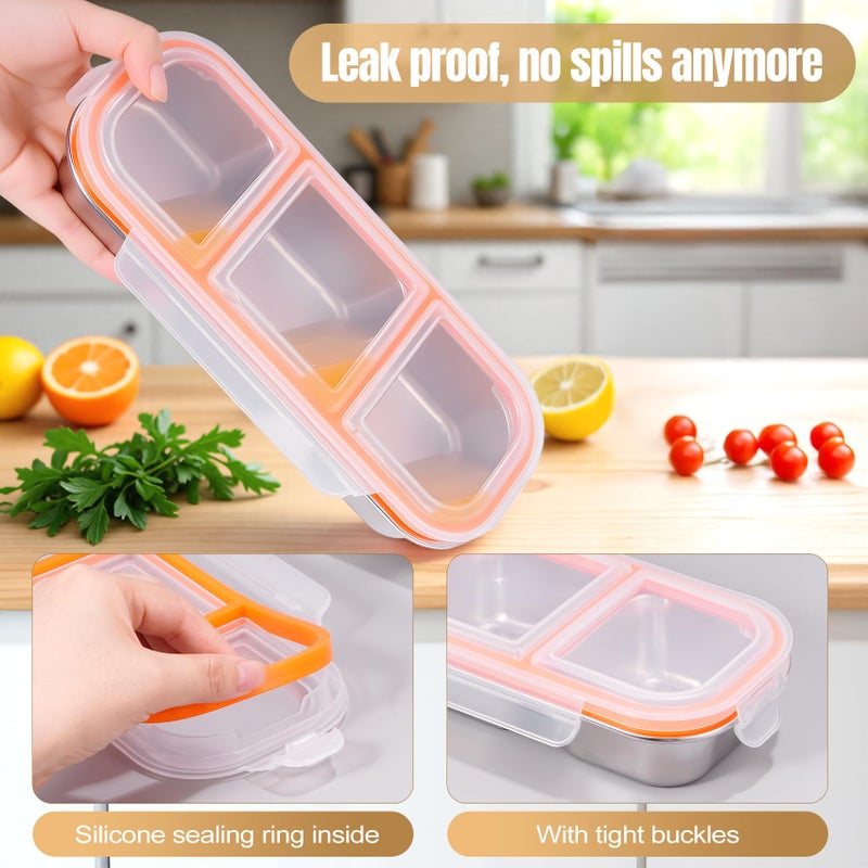 Solldgt Stainless Steel Snack Containers - Reusable 3 Compartment Snackle Box Container with Lids for Kids Adults, Divided Snack Food Storage Containers for School, Home, Travel - Image 4