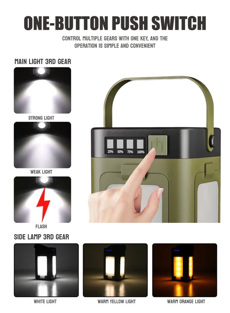 ZONIX Portable Camping Lamp - Solar Charging, USB Power Bank, SOS Emergency Light, 6 Modes, IPX4 Waterproof, 266g Ultra-Light with Hook for Emergency, Camping, Hiking - Image 5