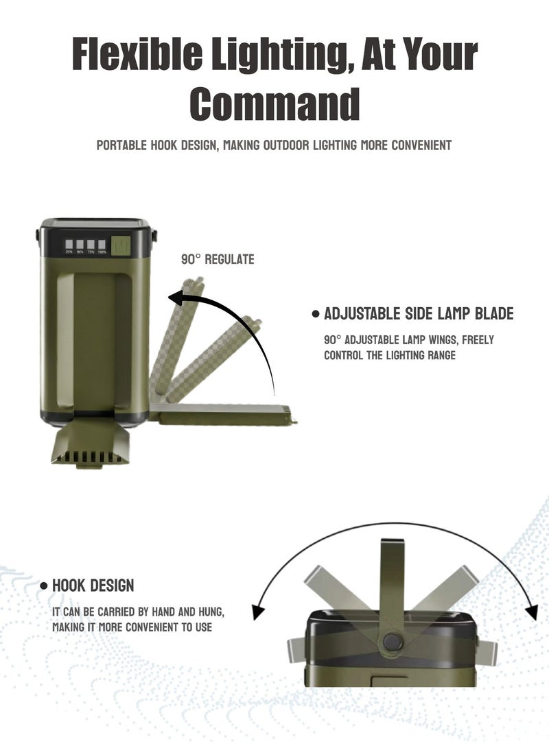ZONIX Portable Camping Lamp - Solar Charging, USB Power Bank, SOS Emergency Light, 6 Modes, IPX4 Waterproof, 266g Ultra-Light with Hook for Emergency, Camping, Hiking - Image 3