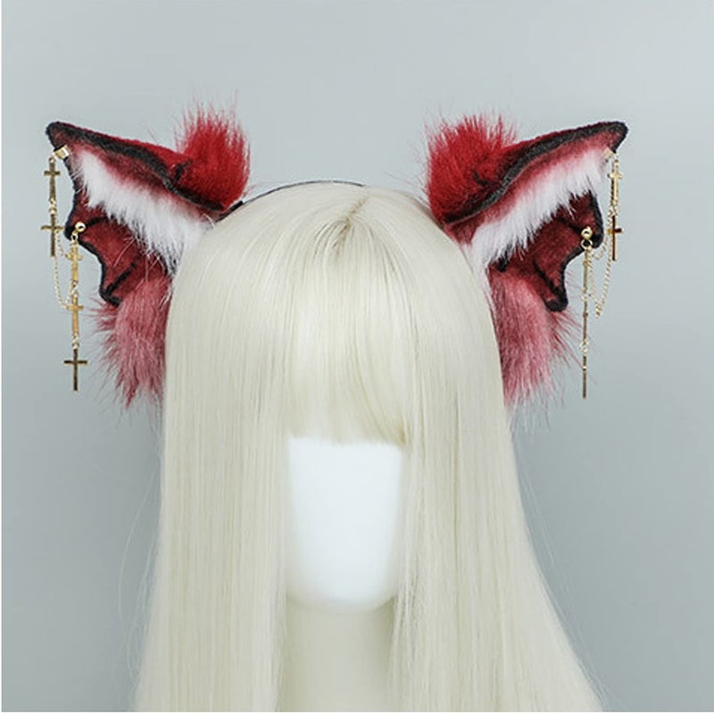 Faylay Bat Ear Women Faux Fur Headband Cosplay Headwear Halloween Accessory (Purple) - Image 3