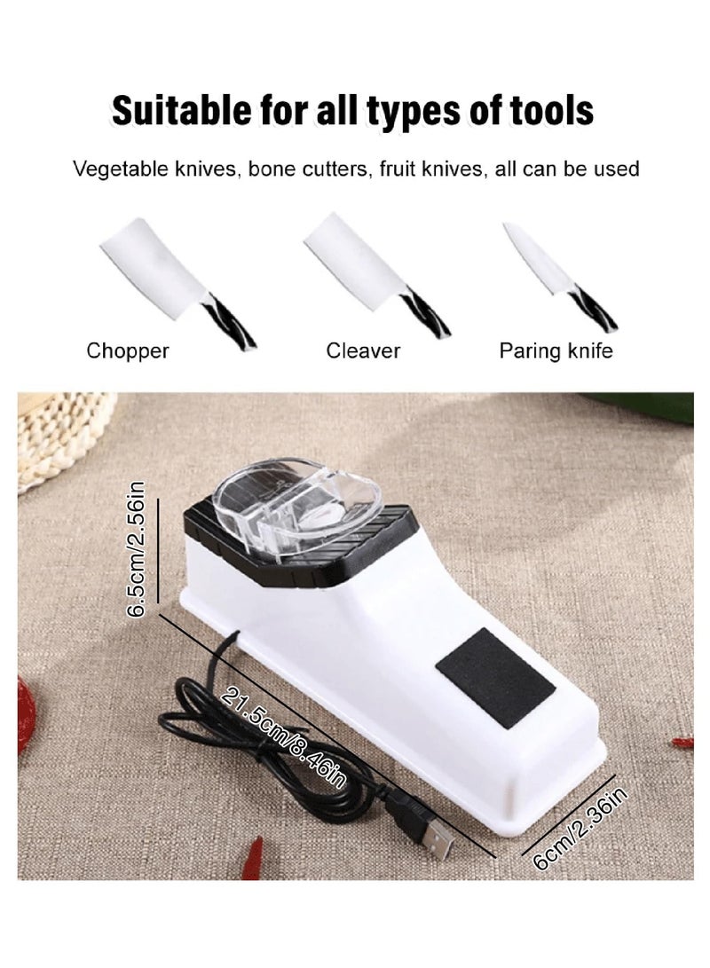 SOLARAE Electric Knife Sharpener, Professional Electric Knife Sharpener Tool for Home, 5 Seconds for Quick Sharpening & Polishing with Protective Cover, ABS Plastic Construction (USB Interface Style) - Image 5