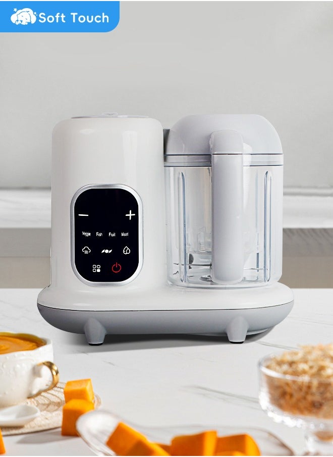 Soft Touch White Baby Food Maker Toddler Food Processor Baby Food Blender, Auto Cooking & Grinding, Steam Cook and Blender with Touch Screen Control  - Image 1