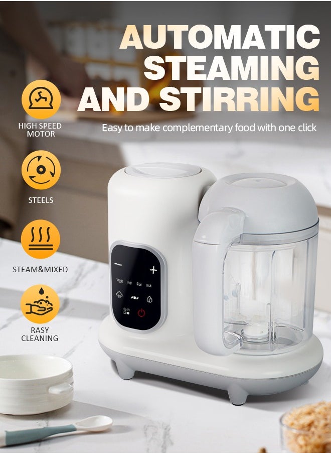 Soft Touch White Baby Food Maker Toddler Food Processor Baby Food Blender, Auto Cooking & Grinding, Steam Cook and Blender with Touch Screen Control  - Image 3