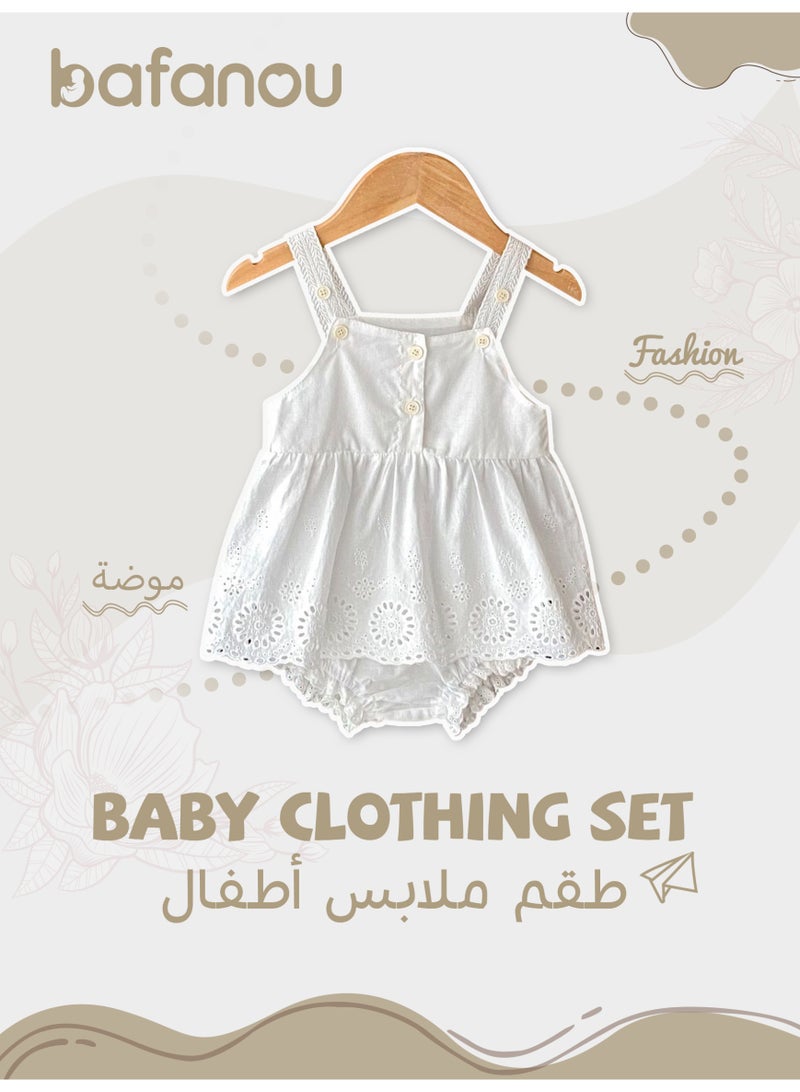 Bafanou Bafanou Summer Newborn Baby Cotton Clothes 2pcs Sets Newborn Solid Color Sling Top Casual Shorts  - Image 1