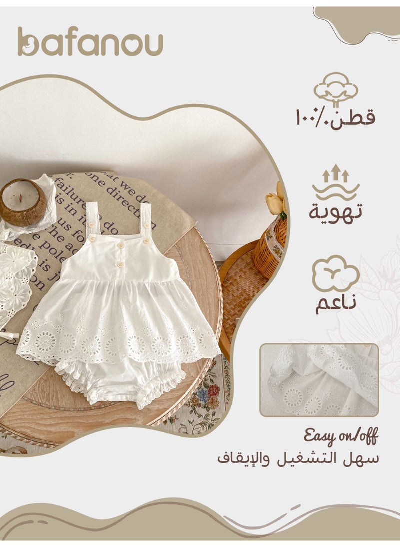 Bafanou Bafanou Summer Newborn Baby Cotton Clothes 2pcs Sets Newborn Solid Color Sling Top Casual Shorts  - Image 2