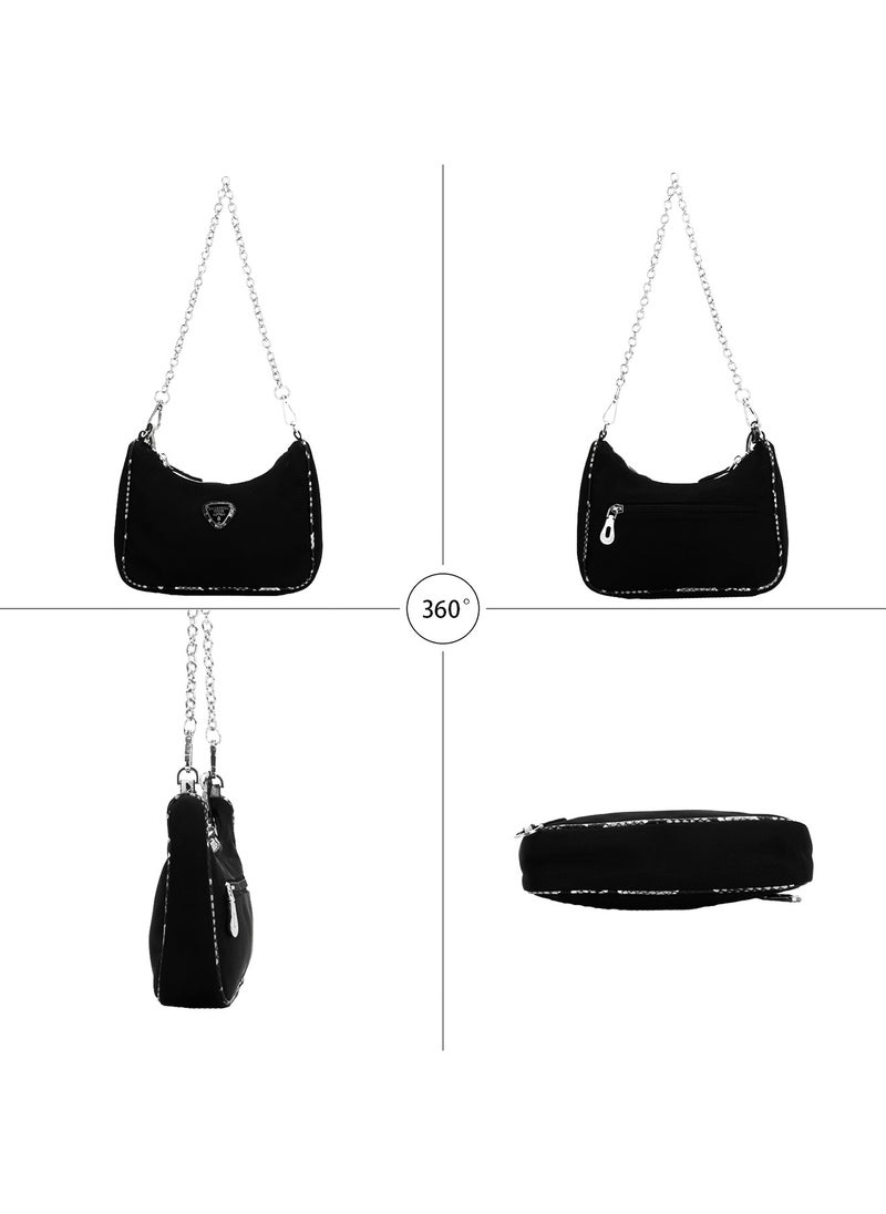 Nylon Handbag for Women ,Tote Handbag  ,Satchel Bag,Top Zip Shoulder Bag,Purses ,Adjustable Strap（ black bag with black and white pattern） - pzsku/Z88223975C52655D2C4DBZ/45/_/1739116242/e7cfac31-1812-4db7-a04d-e427b05569db
