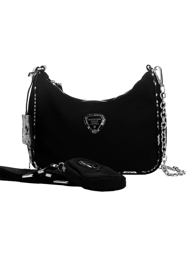Nylon Handbag for Women ,Tote Handbag  ,Satchel Bag,Top Zip Shoulder Bag,Purses ,Adjustable Strap（ black bag with black and white pattern） - pzsku/Z88223975C52655D2C4DBZ/45/_/1739116261/8b1e7062-a93d-43eb-b4ad-46b5d7374d9e