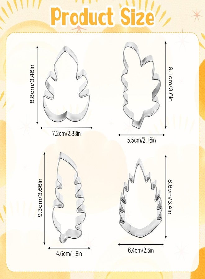 Apausvcm Tropical Leaves Cookie Cutter Set, 4 Pcs Oak Leaf, Monstera Leaves, Fern, Fondant Biscuit Cutters Stainless Steel Cookie Cutters - Image 2
