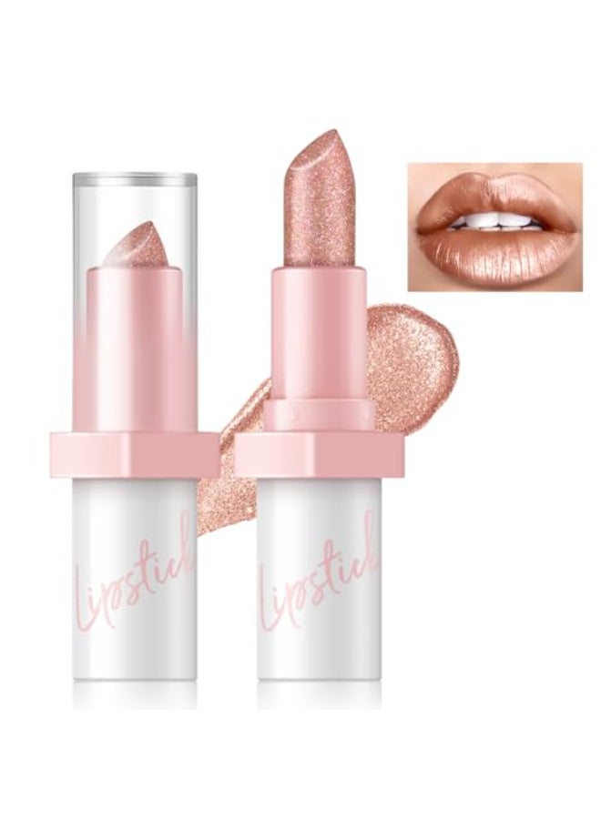 HOSAILY Metallic Brown Lipstick Long Lasting High Shine Glitter Diamond Creamy Lipstick Transfer Proof Shimmer High Impact Lip Color Full Coverage Non Stick Cup Lightweight Lip Makeup for Women6 - Image 1