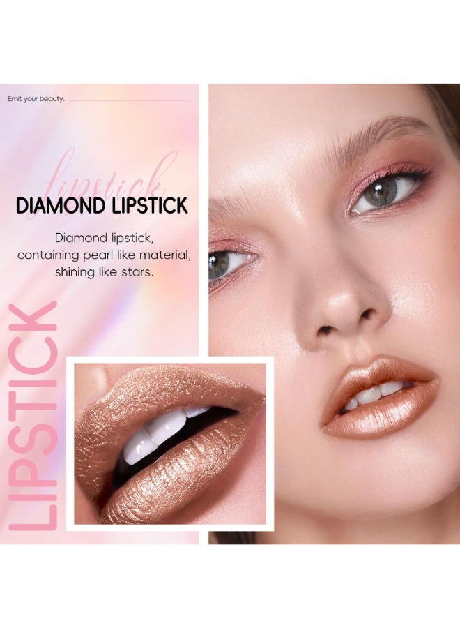 HOSAILY Metallic Brown Lipstick Long Lasting High Shine Glitter Diamond Creamy Lipstick Transfer Proof Shimmer High Impact Lip Color Full Coverage Non Stick Cup Lightweight Lip Makeup for Women6 - Image 4