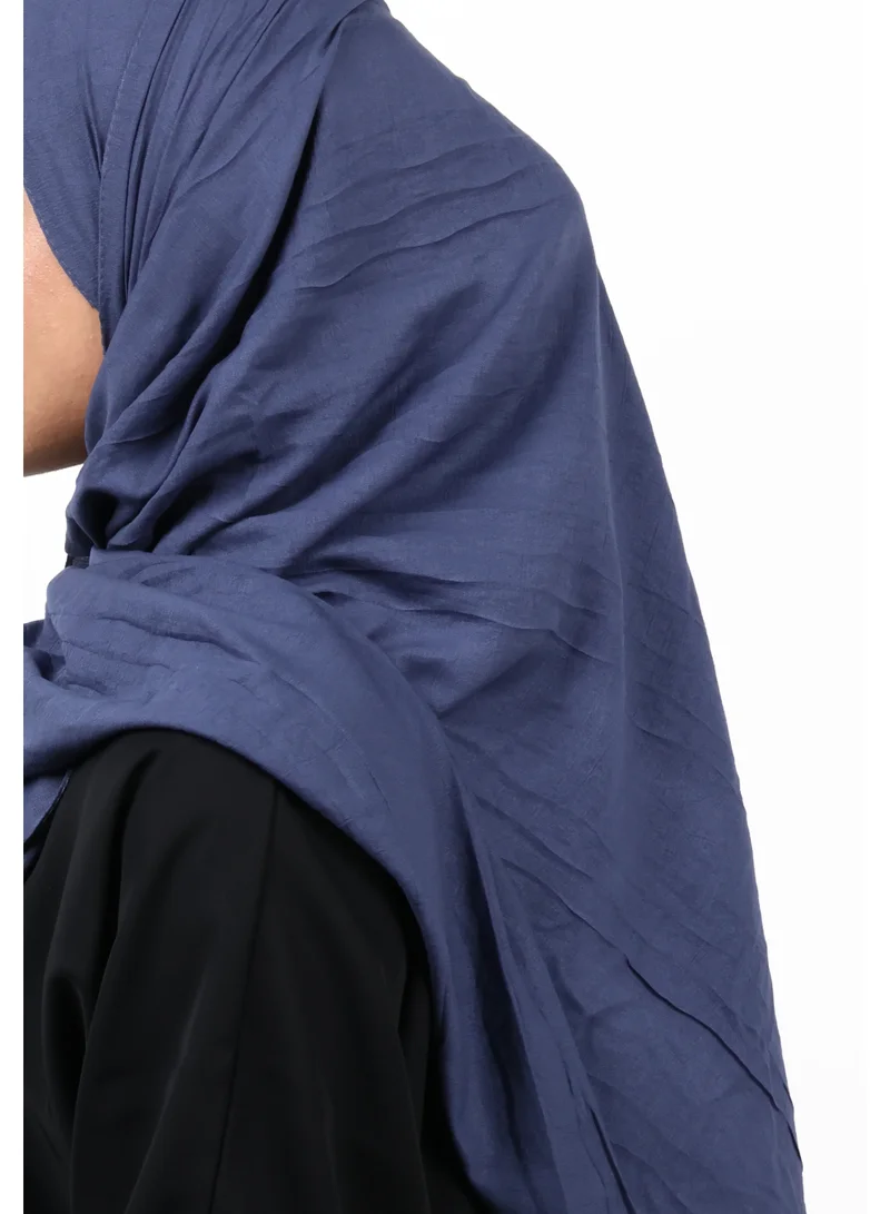 Jameela  Premium Crinkle Cotton Scarf with Mixed Floral & Pearl Tassels (Slate Blue) for Women | Best Price UAE