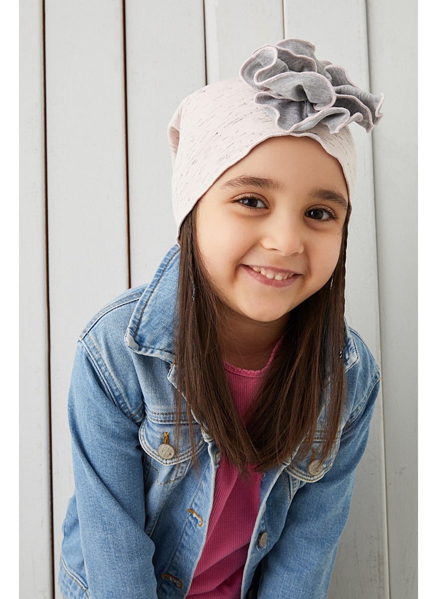 Babygiz Powder Floral Children's Baby Hat Beanie Soft Cotton Combed Cotton  - Image 1