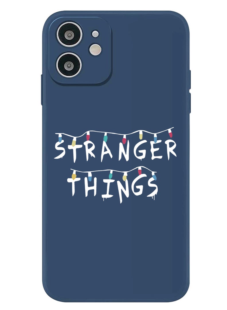 Theodor غطاء سليم واقي من السيليكون السائل مع حماية كاملة للجسم مضاد للخدش وصدمات لهاتف آيفون 12 باللون الأزرق - أشياء غريبة أبيض - Image 1