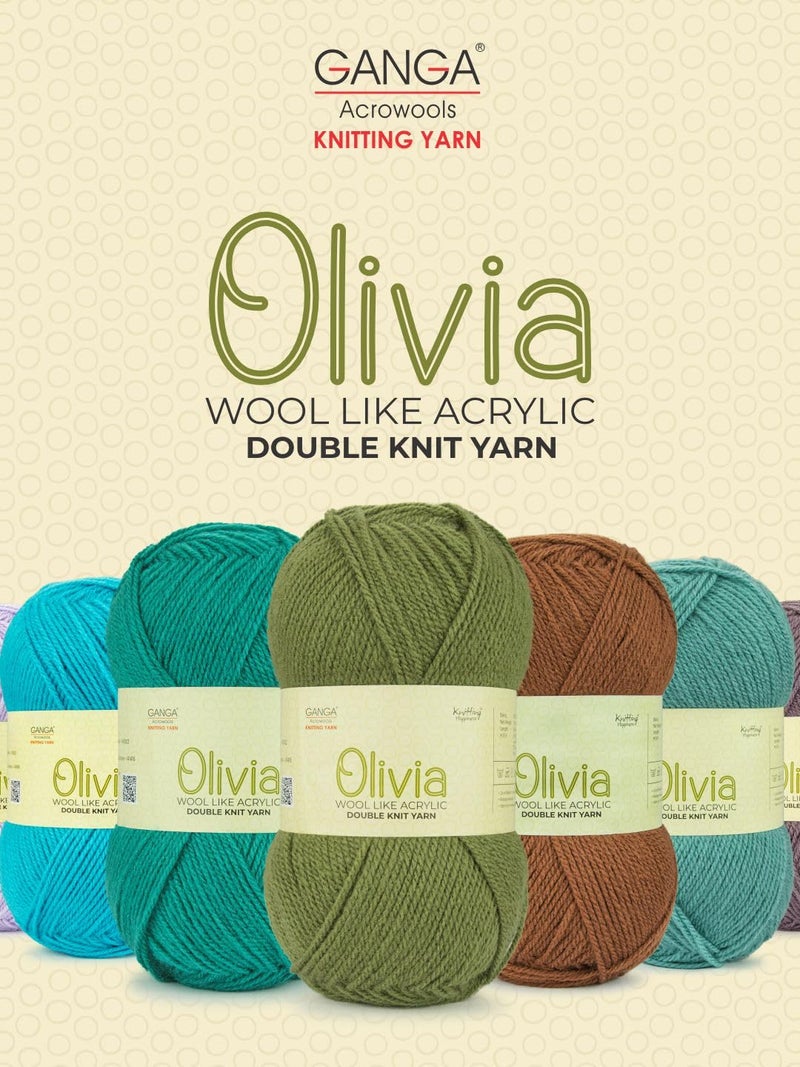Ganga Acrowools Acrylic Olivia,Double Knit Yarn. Hand Knitting&Crochet Yarn. Oekotex Class 1 Certified. Pack of 2 Balls-100Gms Each. Shade No-Olv014, Dark Brown - Image 2