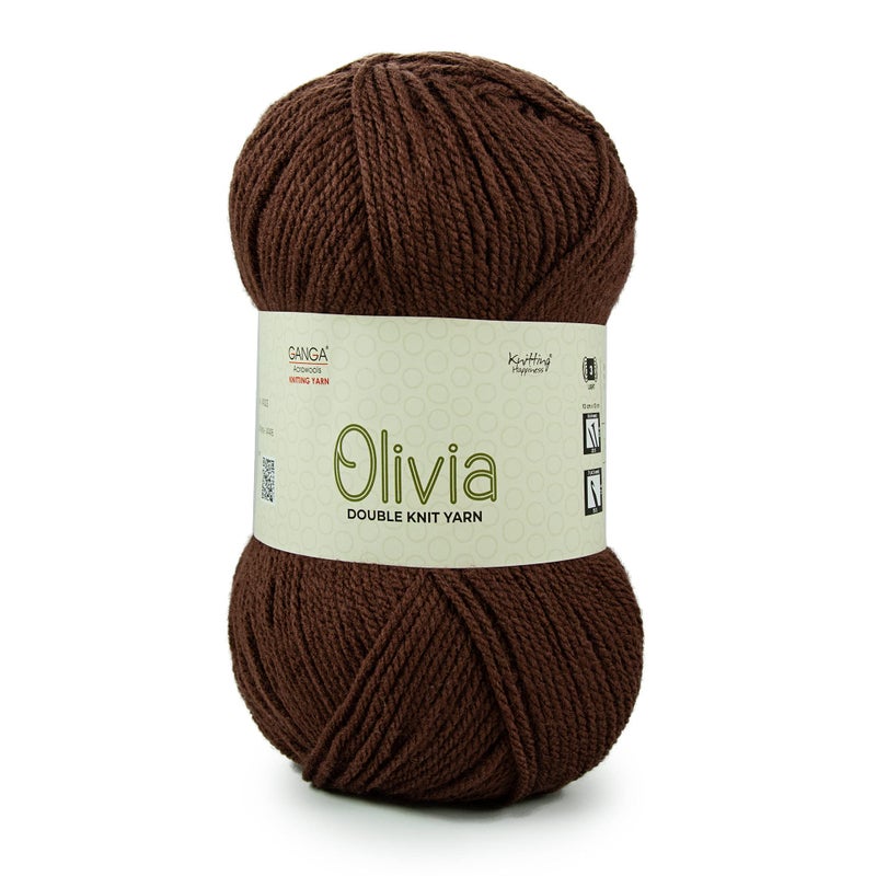 Ganga Acrowools Acrylic Olivia,Double Knit Yarn. Hand Knitting&Crochet Yarn. Oekotex Class 1 Certified. Pack of 2 Balls-100Gms Each. Shade No-Olv014, Dark Brown - Image 5