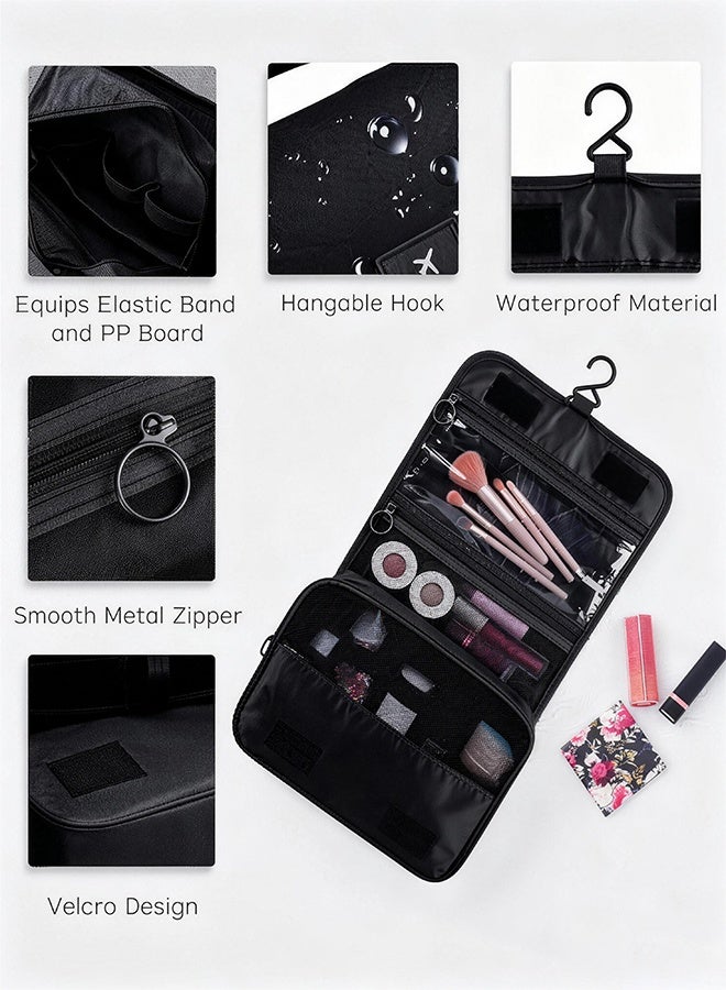 Large Hanging Travel Wash Bag With Hook, Waterproof Polyester Toiletry Bag With Dry Wet Separation, Multi Compartment Portable Cosmetic Storage Pouch - Image 4