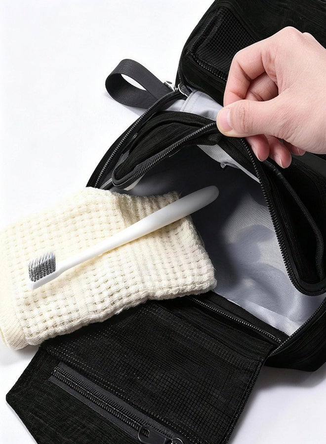 Large Hanging Travel Wash Bag With Hook, Waterproof Polyester Toiletry Bag With Dry Wet Separation, Multi Compartment Portable Cosmetic Storage Pouch - Image 5