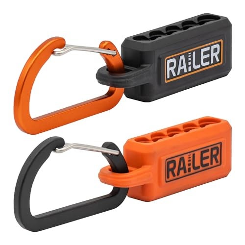 Railer Screwdriver Bit Holder Storage Organizer – Railer 5-Hole Black and Orange Bit Holder with Carabiner - 2 Pack - Image 1