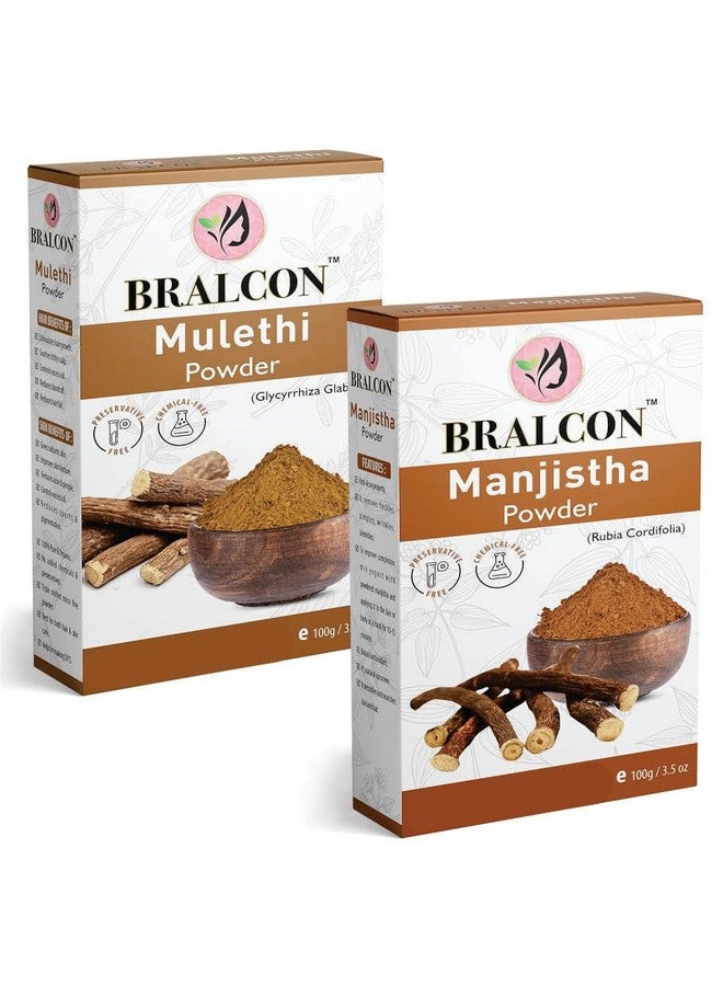 BRALCON Mulethi Powder, Manjistha Powder Combo -200g(100g x 2 Pack) | Liquorice Powder| Rubia Cordifolia for Face & Skin, Hair - Image 1
