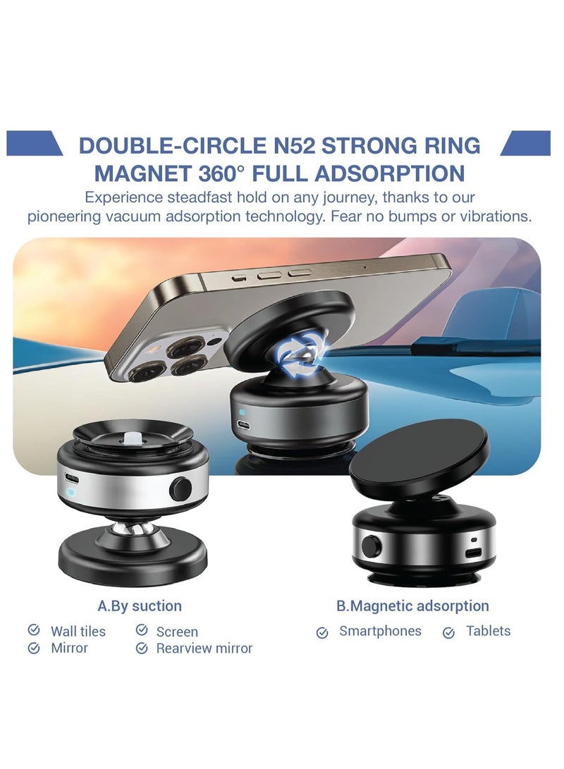 TIGER Magnetic Suction Phone Holder, 360° Rotation Magnetic Car Phone Holder, Vacuum Suction Phone Mount for Car – Ideal for Metal and Glass Surfaces, Strong Grip, Easy Installation, Compatible with All Smartphones - Image 4
