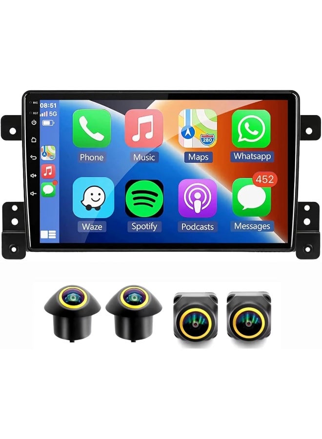 Vierex Fit Suzuki Grand Vitara Car Stereo Android Screen 2005-2015 With Apple Carplay Android Auto Wireless WiFi DSP FM&AM BT AHD Camera Included (4+32GB 360D Cameras) - Image 1