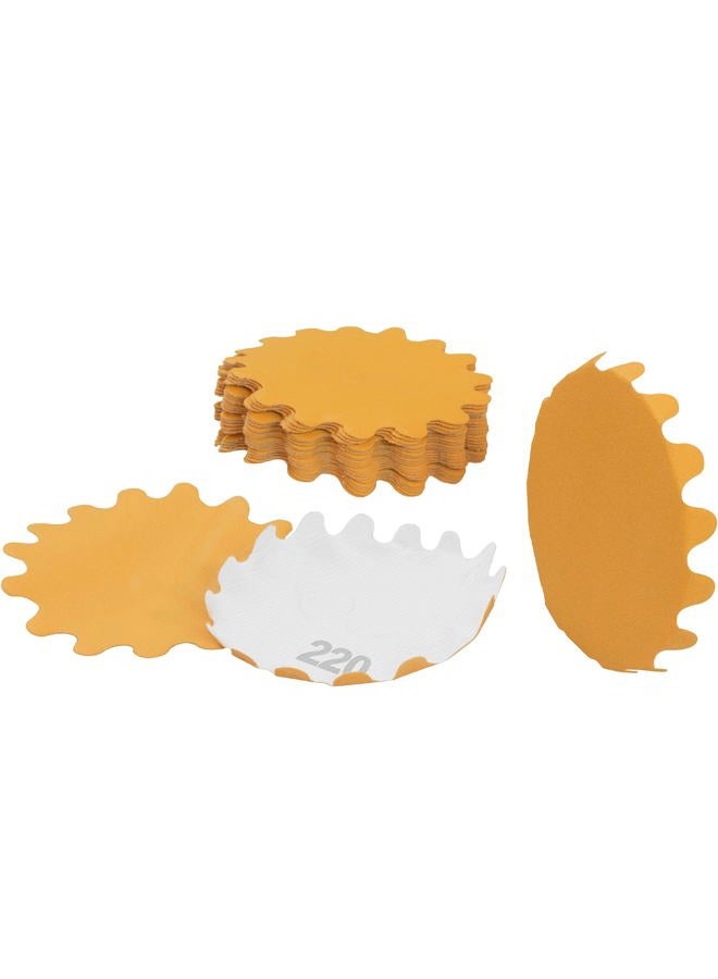 KeyStone 3" Diameter Flex Edge Gold Hook and Loop Wavy Sanding Disc Single Grit 25 Pack for Hand Drill Mounted Sanding Pads and Manual Bowl Sanders 100 Grit - Image 1