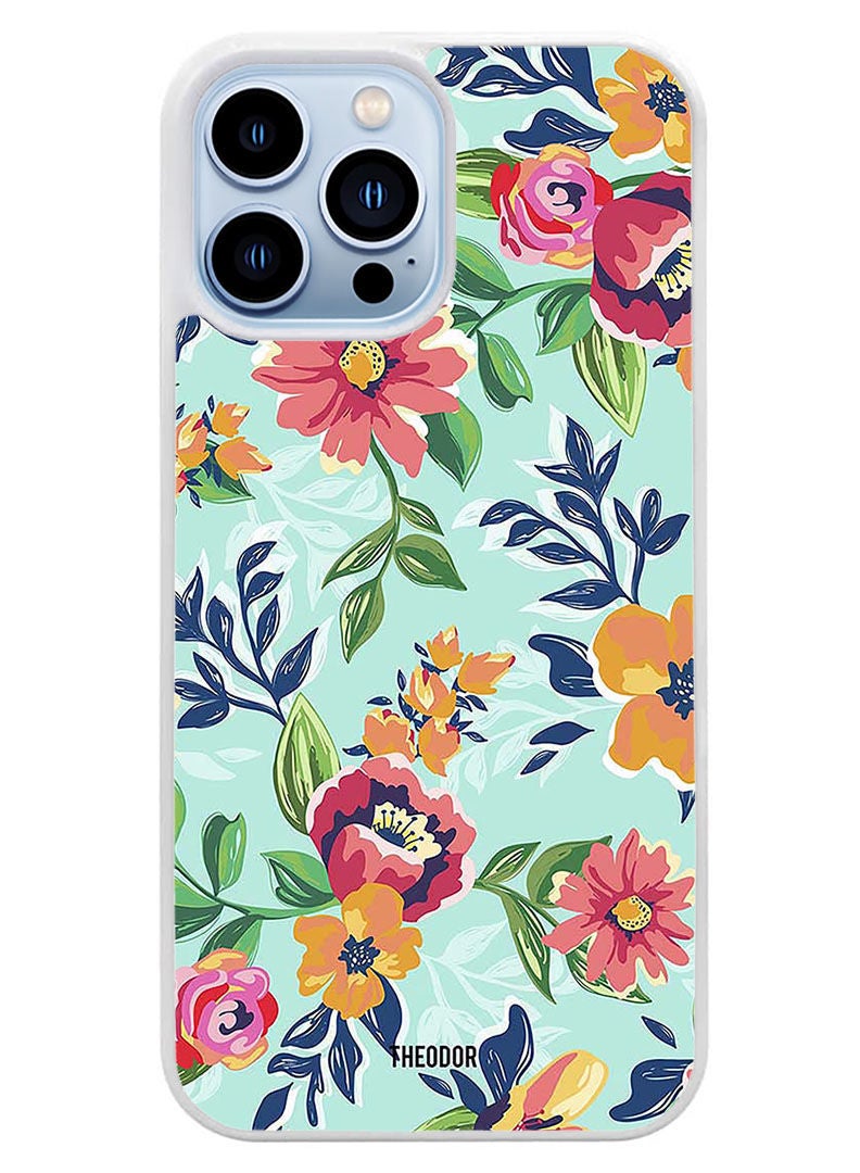 Theodor Protective Case Cover For APPLE IPHONE 14 Pro Paint Flowers(White Bumper) - Image 1