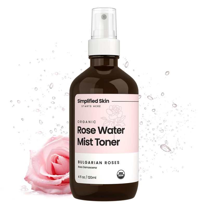 simplified skin Rose Water Spray for Face & Hair â€“ Pure USDA Organic Rosewater Toner â€“ Refreshing Mist for Skin Care, Makeup & Locs â€“ Natural Rose Scent, 4 Oz - Image 1