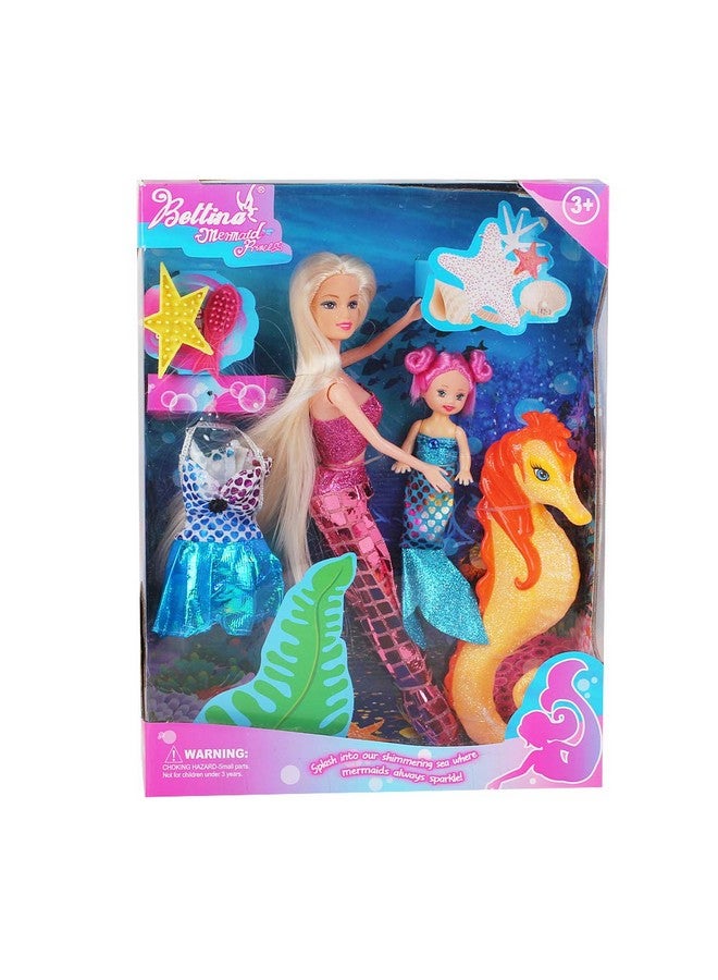 BETTINA Princess Doll with Seahorse Play Gift Set | Mermaid Toys with Accessories and Doll Clothes for Girls (Pink) - Image 1