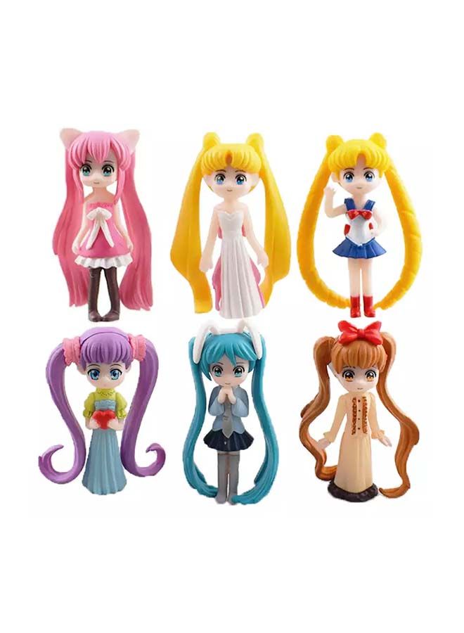 NIBEMINENT 6-Piece Long Haired Sailor Moon Dolls Set - Image 1