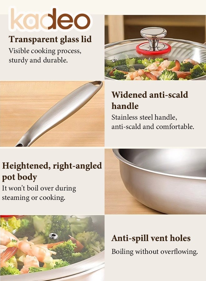kadeo Fif-Ply Frying Pan, Non-Stick, Stainless Steel, Super Light, Evenly Distributes Heat, Suitable for Gas Stove and Induction Cooker 26CM - Image 5