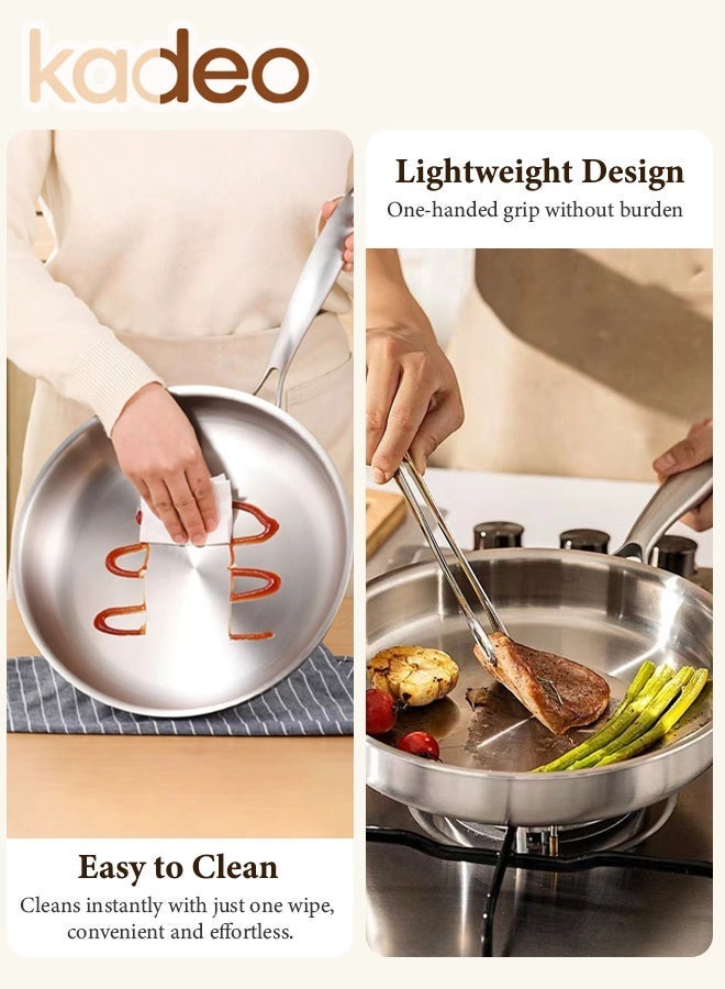 kadeo Fif-Ply Frying Pan, Non-Stick, Stainless Steel, Super Light, Evenly Distributes Heat, Suitable for Gas Stove and Induction Cooker 26CM - Image 4