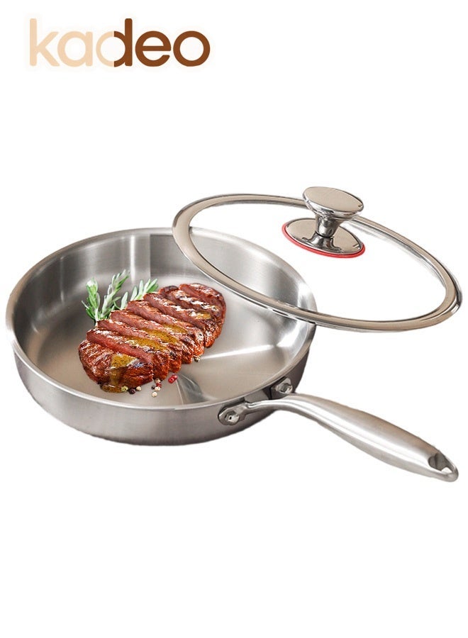 kadeo Fif-Ply Frying Pan, Non-Stick, Stainless Steel, Super Light, Evenly Distributes Heat, Suitable for Gas Stove and Induction Cooker 26CM - Image 1