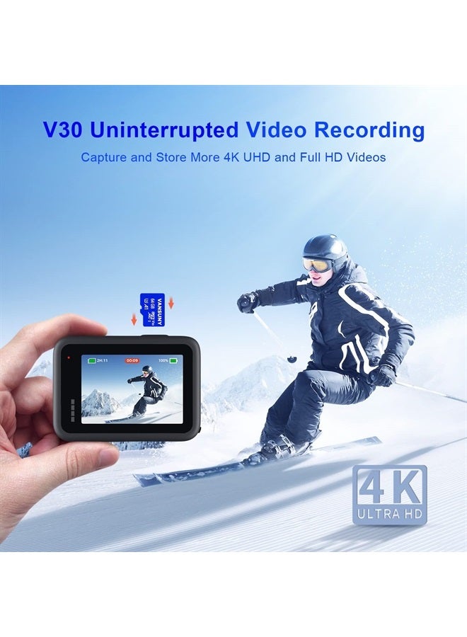Vansuny بطاقة micro SD سعة 64 جيجابايت microSDXC مع محول SD أداء تطبيق A1 V30 لتسجيل الفيديو بدقة 4K C10 U3 micro SD للهاتف، كاميرا الأمن، كاميرا داش، كاميرا الحركة - Image 2