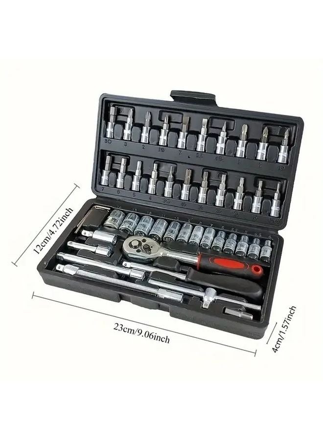 46 Piece Black Tool Box Professional Car Repair Tool Set Portable Durable - Image 3