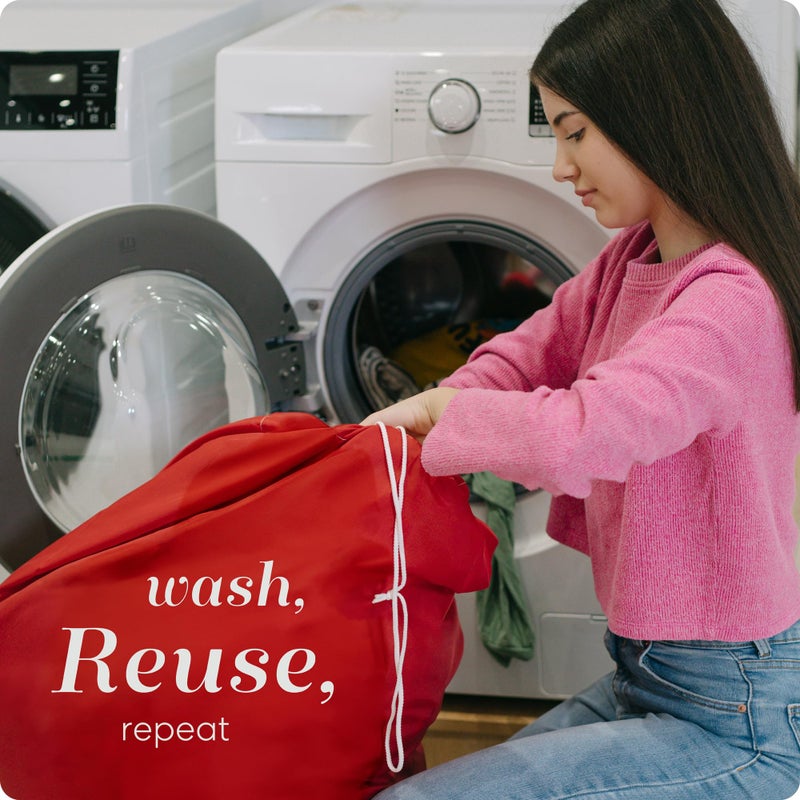 Handy Laundry Nylon Laundry Bag - Locking Drawstring Closure and Machine Washable. These Bags will Fit a Laundry Basket or Hamper and Strong Enough to Carry up to Three Loads of Clothes. (Red) - Image 5