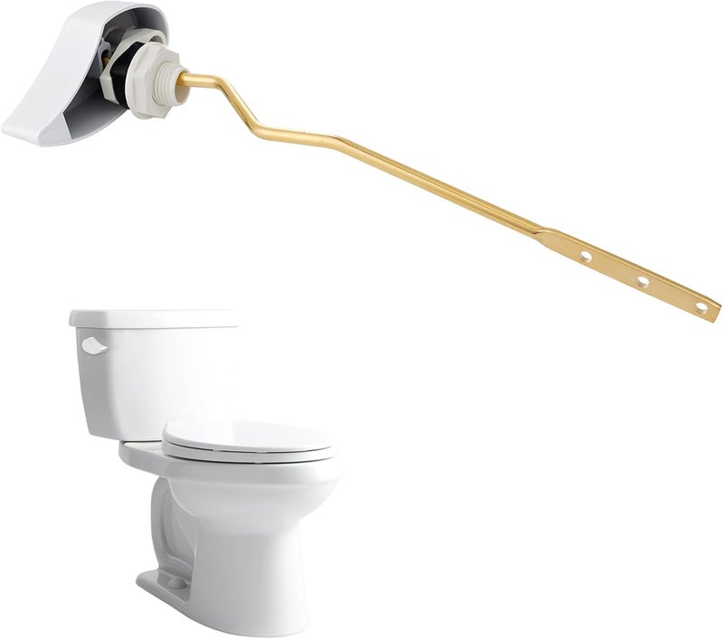 Hibbent Metal Toilet Handle Replacement, Compatible with TOTO THU068#CP Trip Lvr for St743S, Brass Handle Trip Lever, Side Mount Toilet Tank Flush Lever, White - Image 1