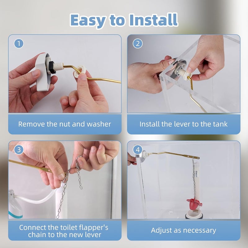 Hibbent Metal Toilet Handle Replacement, Compatible with TOTO THU068#CP Trip Lvr for St743S, Brass Handle Trip Lever, Side Mount Toilet Tank Flush Lever, White - Image 5