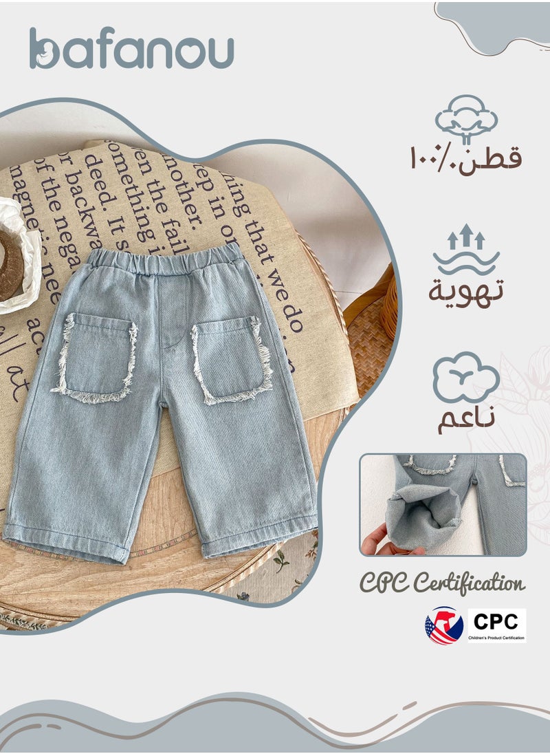 Bafanou Bafanou Spring 0-3Y Baby Jeans 100% Cotton Autumn infant girls denim pants clothes  - Image 2